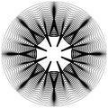 Circular, radiating abstract shape, motif. Geometric design elem