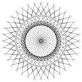 Circular, radiating abstract shape, motif. Geometric design elem