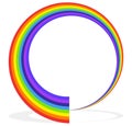 Circular rainbow shape frame, border, element with shadow Royalty Free Stock Photo