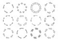 Circular recycle arrows line outline black set Royalty Free Stock Photo