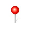 Circular red push pin. Paper mark icon illustration.