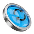 Circular Refresh or Reload Button Icon with Metallic Bezel and Blue Glass Surface Royalty Free Stock Photo