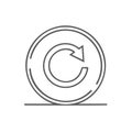 Circular refresh or reload symbol with arrow icon inside a gray circle, vector outline Royalty Free Stock Photo