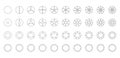 Circular and ring structure charts. Outline circle graph divided into pieces. Blue circle section template