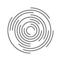 Circular ripple icon. Concentric circles with broken lines. Vortex, sonar wave, soundwave, sunburst, signal signs