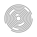 Circular ripple icon. Concentric circles with broken lines. Vortex, swirl, shockwave, sonar wave, soundwave, sunburst