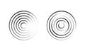 Circular ripple icons. Concentric circles with broken dotted lines isolated on white background. Vortex, whirlpool