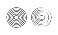 Circular ripple icons. Concentric circles with whole and broken dotted lines isolated on white background. Vortex, sonar