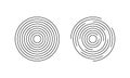 Circular ripple icons. Concentric circles with whole and broken lines isolated on white background. Vortex, sonar wave