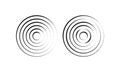 Circular ripples. Concentric circles with broken polka dot lines. Vortex, radio or sonar wave, soundwave, sunburst