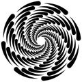 Circular, rotating spiral, vortex element, motif. Abstract geome