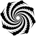 Circular, rotating spiral, vortex element, motif. Abstract geome