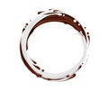 Circular rotation of chocolate and milk splashes