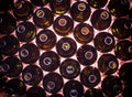 Circular rows of brown color bottles Royalty Free Stock Photo