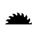 A circular saw blade. Half sawblade. Isolated illustration on empty white background.