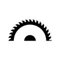 A circular saw blade. Half sawblade. Vector isolated illustration.