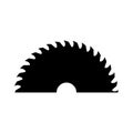 A circular saw blade. Half sawblade. Vector isolated illustration