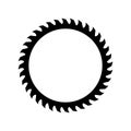 A circular saw blade. Sawblade with empty white circle inside. Vector isolated illustration.
