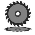 Circular saw blade on a white background.