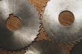 Circular saw. carpentry tools. industrial background. equipment for sawmill and sawing wooden products Royalty Free Stock Photo