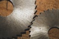 Circular saw. carpentry tools. industrial background. equipment for sawmill and sawing wooden products Royalty Free Stock Photo
