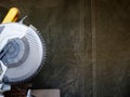 Circular saw on empty background with space for text Royalty Free Stock Photo