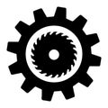 Circular saw in gear simple icon. From Working tools, Construction and Manufacturing icons Royalty Free Stock Photo