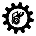 Circular saw in gear simple icon. From Working tools, Construction and Manufacturing icons Royalty Free Stock Photo