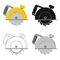 Circular saw icon in cartoon style isolated on white background. Build and repair symbol stock vector illustration.