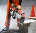 Concrete cutter machine Royalty Free Stock Photo