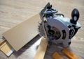 Circular saw for sawing wood. Sharp saw for woodwork