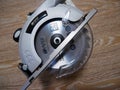 Circular saw for sawing wood. Sharp saw for woodwork