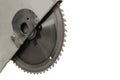 Circular Saw Sharp Spikes Diamond Blade Machine Close-up Industrial Equipment Sawing Tool Isolated White Background Royalty Free Stock Photo