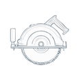 Circular Saw Tool Outline Vector Illustration for Woodworking and Construction Projects Royalty Free Stock Photo