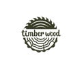 Circular saw wood, timber wood with tree rings, logo design. Lumber, industrial wood and wood in nature, vector design