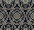 Circular seamless pattern of traditional motifs