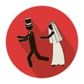 circular shape pictogram of wife chasing husband