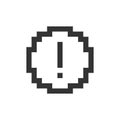 Circular shaped exclamation mark pixelated ui icon