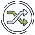 Circular shuffle icon with intertwined green and white arrows for random play or mixed sequence Royalty Free Stock Photo