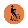 Circular silhouette with man in penny farthing Royalty Free Stock Photo