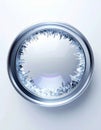 Circular Silver Frame with Blue Crystal Pattern on White Gradient Surface Royalty Free Stock Photo