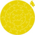 Circular simple puzzle in yellow. Four concentric circles