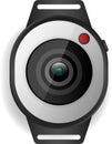 Circular Smartwatch Camera Interface with Lens Design and Recording Indicator