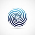 A circular, spiraling pattern with alternating blue and white stripes creates a hypnotic Royalty Free Stock Photo