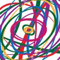 Circular spirally abstract pattern with colorful ellipses. Random circles
