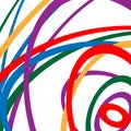 Circular spirally abstract pattern with colorful ellipses. Random circles