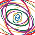 Circular spirally abstract pattern with colorful ellipses. Random circles