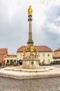 Circular square next to Zagreb Cathedral with religious monuments, Croatia. Royalty Free Stock Photo