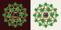 Circular St Patricks Day pattern like mandala