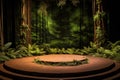 a circular stage encircled by tall redwoods, with ferns carpeting the forest floor Royalty Free Stock Photo